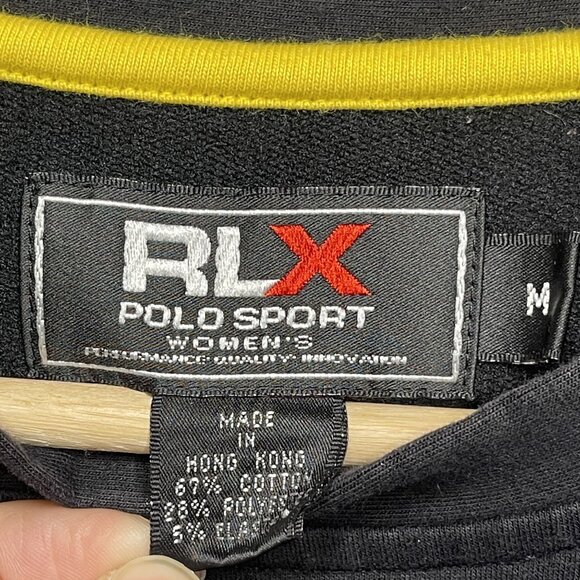 RLX Polo Sport Womens Black Crewneck Sweatshirt M Long Sleeve Vintage - Picture 3 of 5